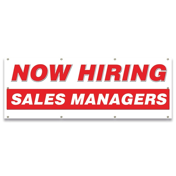 Now Hiring Sales Managers Banner Apply Inside Accepting Application Single Sided